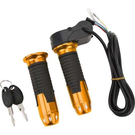 Poignée d'accélérateur universelle 12V‑99V pour vélo et scooter électrique avec clés, couleur or (1/5)