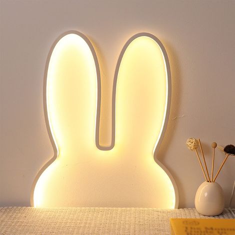 Lampe Néon Lapin - 31 x 31 cm - Alimentation USB - Réglage 3 Couleurs - Décoration Murale Chambre - 1 Pièce (1/5)