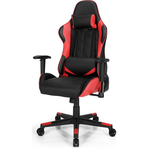 Silla gaming regulable con respaldo reclinable 90 x 73 x 125-135 cm confort ergonómico estilo moderno PVC rojo 200018668