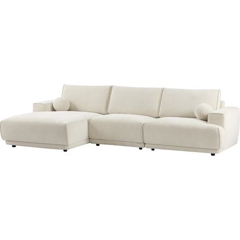 Divano angolare sinistro in tessuto ciniglia beige EMABI di Maison Céphy (1/5)