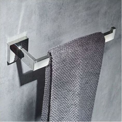 Porte-serviettes mural inox argent mat, Anneau moderne pour salle bain (1/4)