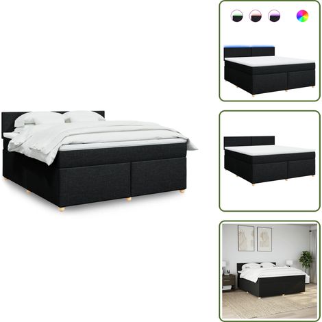 vidaXL Sommier à lattes de lit avec matelas Noir 180x200 cm Tissu (1/5)