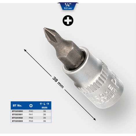 BRILLIANT TOOLS Douille à embout cruciforme 1/4" PH0 - BT020990 (1/5)