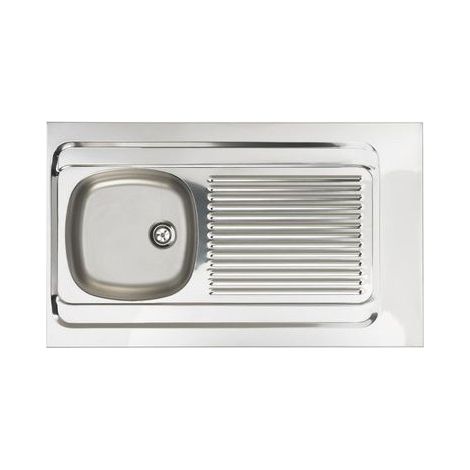 Lavello in acciaio inox 100x60cm a 1 vasca e 1 sgocciolatoio reversibile senza sgocciolatoio