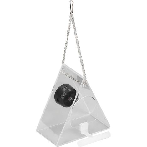 Mangeoire à oiseaux suspendue avec caméra intelligente et surveillance en temps réel pour jardin extérieur (triangle) (1/5)