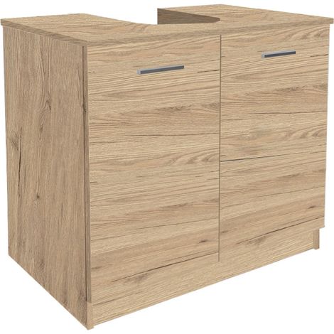 Mobile in legno bagno sottolavello copricolonna con 2 ante Quercia (1/2)