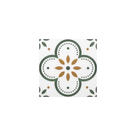 Lot de 10 feuilles membrane de carrelage de sol en vinyle 19,8 x 19,8 cm Carreaux décoratifs pour sol, mur, cheminée(20 x 20 cm, fleur verte) (1/5)