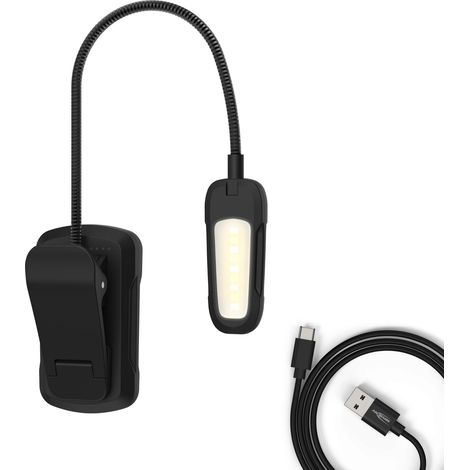 Ansmann Luz LED de clip con cuello ajustable, 9 LED, recargable por USB tipo C