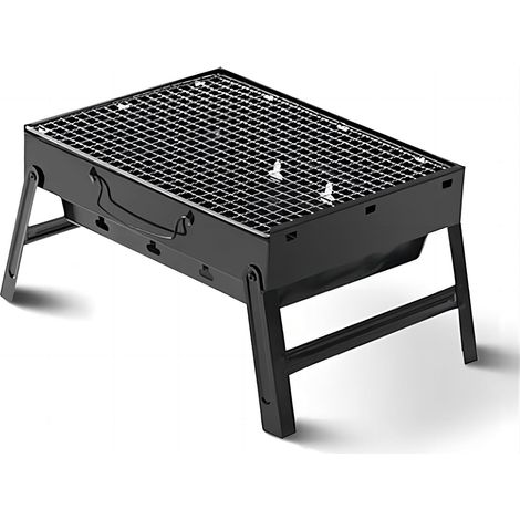 Tragbarer, zusammenklappbarer Grill, 44 cm, leichter Holzkohlegrill zum Grillen im Freien, Kochen, Camping, Wandern, Picknick, Rucksackreisen, Party (1/4)
