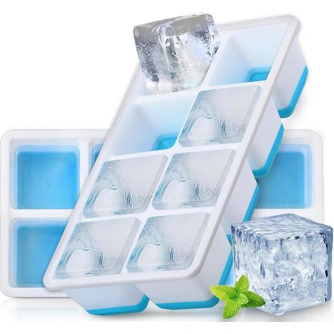 Große Eiswürfelform 2 Stück mit Deckel, BPA-frei, eckig, stapelbar (1/5)