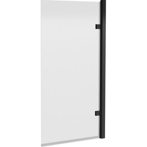 Hinged Straight 8mm Toughened Safety Glass Reversible Shower Bath Screen - Black