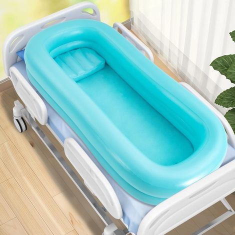 Ensemble de baignoire de douche gonflable médical, baignoire gonflable avec pompe électrique, baignoire de douche de table de chevet pour matelas de personnes âgées 212 96 37 cm