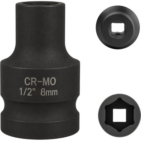 douille 8mm 1/2" 6 pans, douille a choc 1/2 8 mm Acier Chrome-Molybdène CR-MO(Black) (1/5)