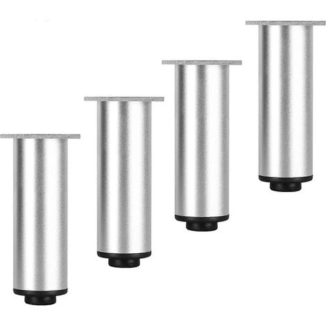 4er-Set Möbelfüße aus Metall, Aluminiumlegierung, für Schränke, Tische, Betten, Regale, Sofas, Küchenschränke (-12 cm, 4,7 Zoll, silber)
