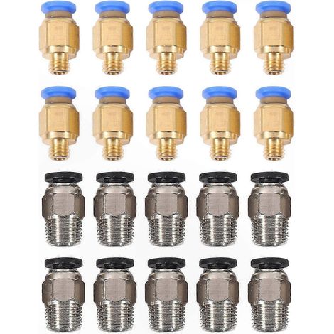 Raccord pneumatique droit à poussoir rapide pour imprimante 3D, connecteur Bowden à insertion instantanée, pièce d'assemblage PTFE, fixation compacte, usage direct, lot unique. (1/5)