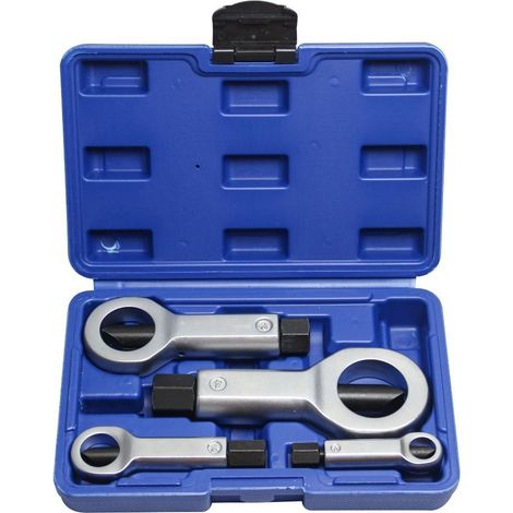 Extracteur d’écrous robuste, jeu de coupe-écrous 4 pièces en acier, outil pour écrous rouillés et grippés, avec boîte de rangement (1/5)
