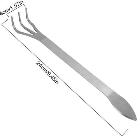 Outil pour bonsaï, râteau à racines à trois dents en acier inoxydable, utilisé pour le jardinage des bonsaïs. (1/4)