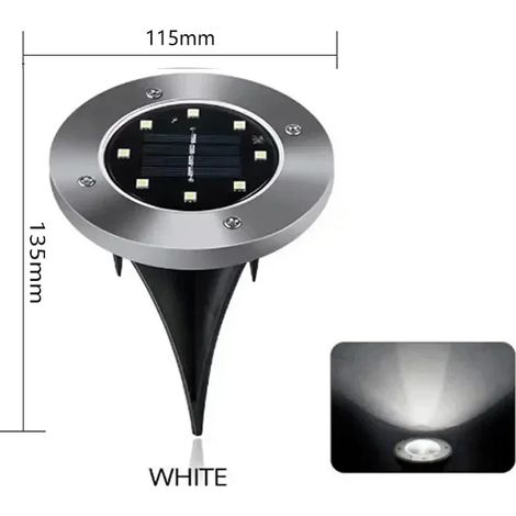 (1 pièce - 8 LED blanches) Lampe solaire disque pour jardin extérieur, lampe solaire enterrée, projecteur, lampe LED solaire à enfouir, décoration de jardin (1/5)