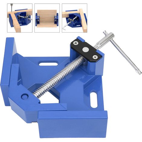 Étau à angle droit à 90 degrés avec poignée en T, fixation rapide pour le travail du bois (bleu) (1/5)