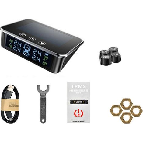Sensores externos de presión de neumáticos para automóviles, sistema de monitoreo de presión de neumáticos (TPMS) con energía solar, alarma de neumáticos digital. (1/5)
