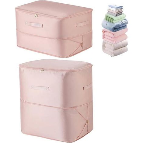 Sac De Compression - Nylon Double Couche - Pour Couettes Et Literie - 2 Pièces - XL Et L - Rose