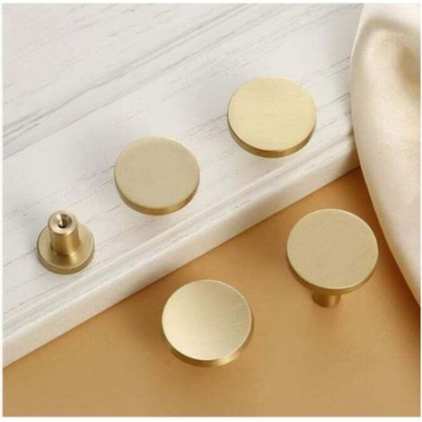 6 Schubladengriffe, goldene Möbelgriffe, runde Schrankgriffe, vergoldete Messing-Schubladengriffe 20–25 mm, Griff (1/4)