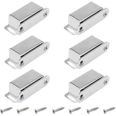 6 Pièces Loquet Magnetique Porte de Acier Inoxydable Aimants Loqueteaux Magnétiques Aimant Pour Porte de Placard Meuble Aimant Puissant Jusqu’à 6kg avec Vis pour Tiroirs (1/5)