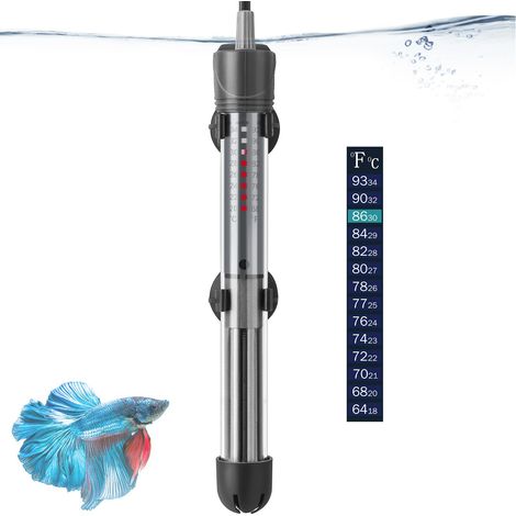 50W Chauffage d'Aquarium, Chauffage Submersible en Verre pour Réservoir de Poissons et Tortues 10L-300Litres (1/5)