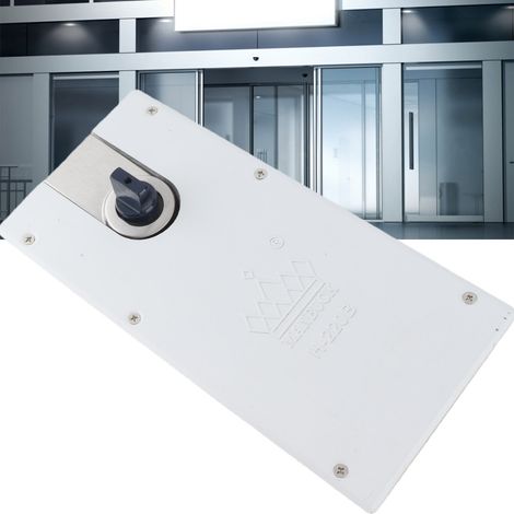 Estructura de piso con amortiguación hidráulica y resorte central para puertas de vidrio/enmarcadas – carga máxima 110 kg, dimensiones 27 x 13 x 7 cm, acero inoxidable, doble efecto y con limitador.