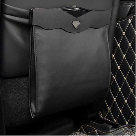 Suspendre poubelle voiture interieur, Poubelle de voiture avec ouverture magnétique à accès rapide, Cuir PU imperméable, accessoire voiture pour siège arrière de voiture (Noir（L),de DEBUNS