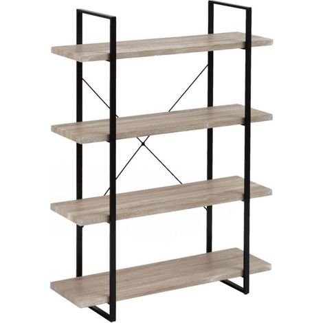 Étagère à Poser en Métal et PVC Motif Bois - 4 étages (1/3)