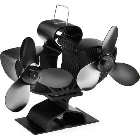 Double Ventilateur de Poêle à Bois Ventilateur Cheminée à 6 Pales Alimenté par la Chaleur Silencieux, Circulation Respectueuse de l'Environnement (1/5)