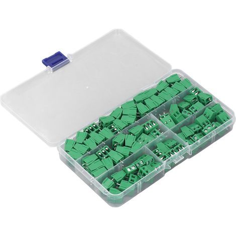 80 Brass screw terminals with 5mm pin spacing - Wiring connectors for PCBs, for electrical projects KF128 2P/3P (1/5)