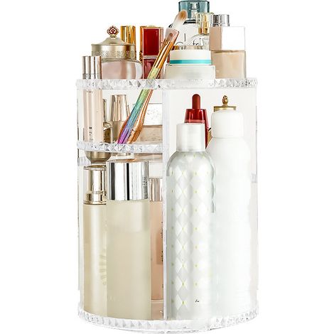 Boîte de Rangement pour Maquillage Transparente Rotative 360° Grande Capacité Organisateur Cosmétique (1/5)