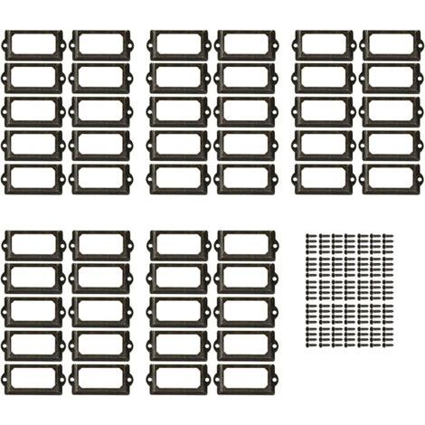 50 Pièces Porte Etiquettes Cadre, Porte-Étiquettes en Métal, Porte-Étiquettes pour Cartes de Nom de Tiroir, pour Plaques Nominatives, Armoire D'apothicaire, Tiroir D'archivage (1/5)