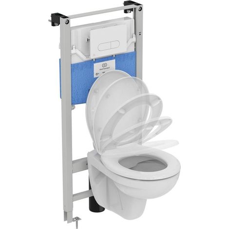 Ensemble IS WC-Element ProSys, rebord WC Eurovit et plaque Oleas M1 blanc