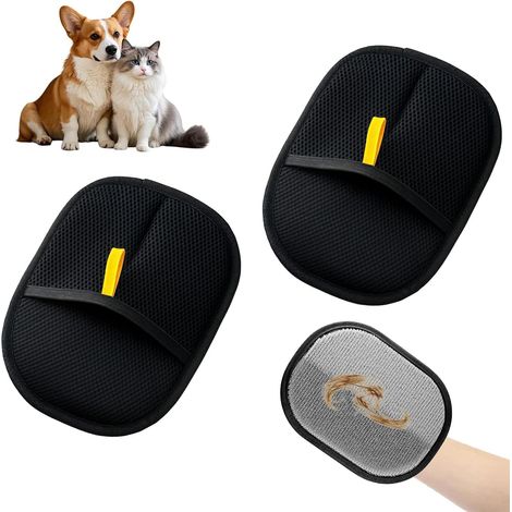 Lot de 2 Gants Anti-Poils pour Animaux, Double Face, réutilisables, Tissu électrostatique, pour Nettoyage Quotidien vêtements, Meubles et Voiture