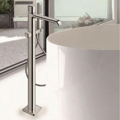Mitigeur sur pied monocolonne pour bain/douche ITALY Chromé + douchette - CRISTINA ONDYNA IT18951 (1/2)