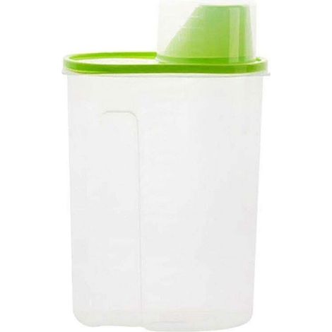 Boîte à céréales avec bec verseur et verre doseur, en plastique transparent, hermétique et étanche, idéale pour conserver le riz et les céréales. (1/2)