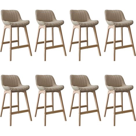 Set di sedie da bar e da isola in rovere con seduta in tessuto spugna MILK da 65 cm (1/5)