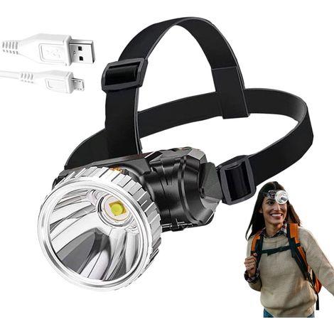 Lampe Frontale Led Rechargeable Usb,Projecteur Led Étanche Équipement D'extérieur Pour Randonnée, Travaux Nocturnes Et Chantiers (1/5)