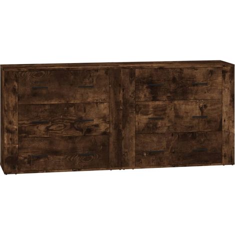 Credenza buffet cassettiera mobile contenitore organizer cucina soggiorno soggiorni set da 2 pannelli in derivati del legno marrone 020036753