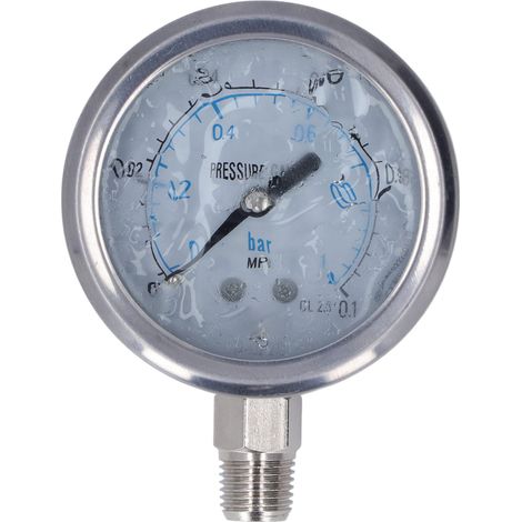 Manomètre à vide radial antichoc en acier inoxydable pour usage industriel et domestique, filetage NPT 1/4", 0 à 0,1 MPa (1/5)