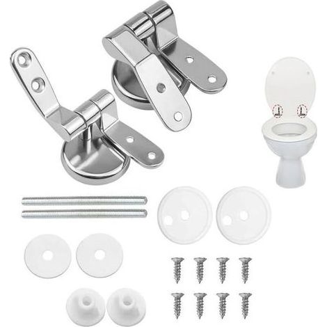 Attaches Charnière Abattant WC, Lot de 2 Charnières de Rechange pour Lunette de Toilette avec Fixations en Alliage,charniere abattant wc (1/5)