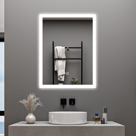 AICA LED SPECCHIO DA BAGNO 50 X 70 CM, LUMINOSITÀ REGOLABILE A 3 COLORI, ANTIAPPANNAMENTO, MEMORIA DI INTERRUZIONE DI CORRENTE (1/5)