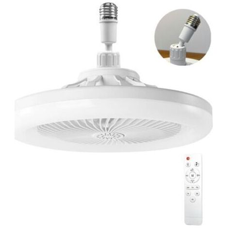 BUNTHAUS AIMOONSA Ventilateur Plafond Avec Lumiere,ventilateur De Plafond Avec Télécommande,ventilateur Silencieux Plafond,E27 plafonnier LED À Intensité Variable,3vitesses,Temporisable (Blanc)