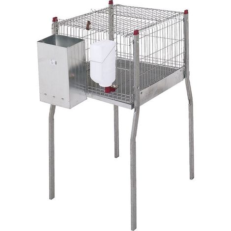 Jaula para Conejos Fabricada en Alambre Galvanizado Reforzado con Tolva de Tres Huecos con Patas, 55x108x101 cm