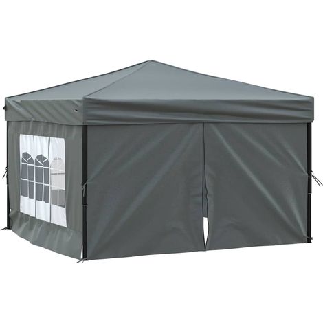 Tente de réception pliable Tonnelle de Jardin - Rapide à Installer avec parois Anthracite 3x3 m BV944702 - BonneVie (1/5)