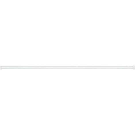 Tringle rideau de douche télescopique blanc, Barre de douche extensible, fixation sans perçage par torsion, aluminium inoxydable - embout en caoutchouc, Ø 20 mm x 110 - 185 cm (1/4)