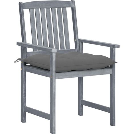 Chaises de jardin et coussins lot de 8 Chaises d'extérieur Bois acacia solide Gris (1/5)
